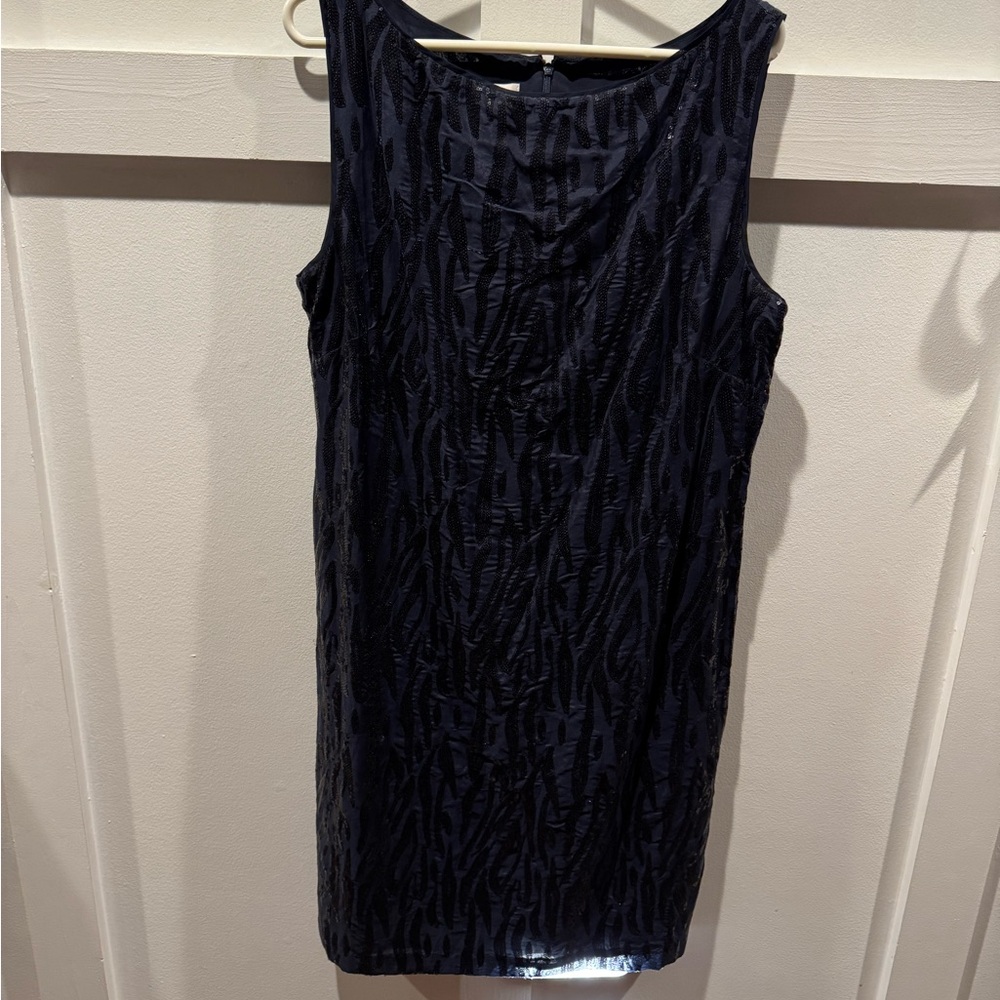 Suzy Chin for Maggy Boutique Navy Blue Sequin Cocktail Dress size 14W
